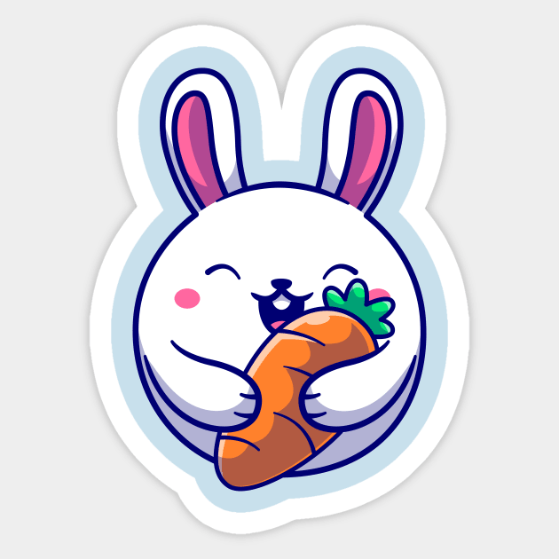 Cute Rabbit Holding Carrot Cartoon Sticker by Catalyst Labs